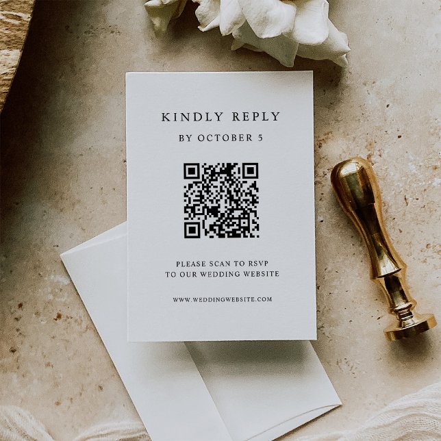 Simple Elegant Text | Wedding QR Code RSVP Card (Creator Uploaded)