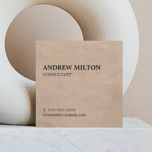 Simple Elegant Texture Beige Consultant Square Business Card