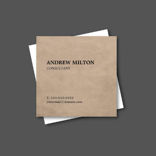 Simple Elegant Texture Beige Consultant Square Business Card