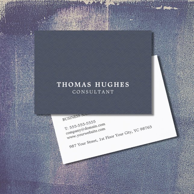 Simple Elegant Texture Blue White Consultant Business Card (Creator Uploaded)