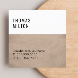 Simple Elegant Texture Brown White Consultant Square Business Card