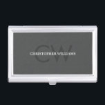 Simple Elegant Texture Grey Monogram Consultant Business Card Holder<br><div class="desc">Elegant business card holder with unique texture grey background. You can customise it with your monogram and match it with standard/mini/large business cards or sticker and label.</div>