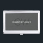 Simple Elegant Texture Grey Monogram Consultant Business Card Holder<br><div class="desc">Elegant business card holder with unique texture grey background. You can customise it with your monogram and match it with standard/mini/large business cards or sticker and label.</div>