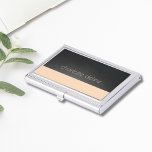 Simple Elegant Texture Grey Rose Business Card Holder<br><div class="desc">Elegant business card holder with texture dark grey and rose coloured background. Customise with your name.</div>