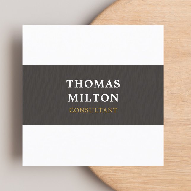 Simple Elegant Texture Grey White Consultant Square Business Card (Creator Uploaded)
