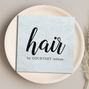 Simple Elegant Texture Light Blue Hair Stylist Square Business Card