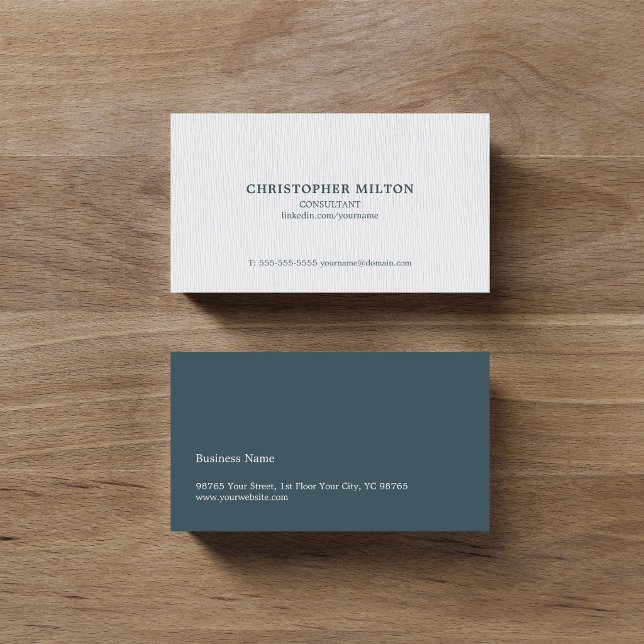Simple Elegant Texture White Blue Consultant Business Card (Creator Uploaded)