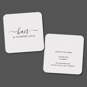 Simple Elegant Texture White Hair Stylist Square Business Card