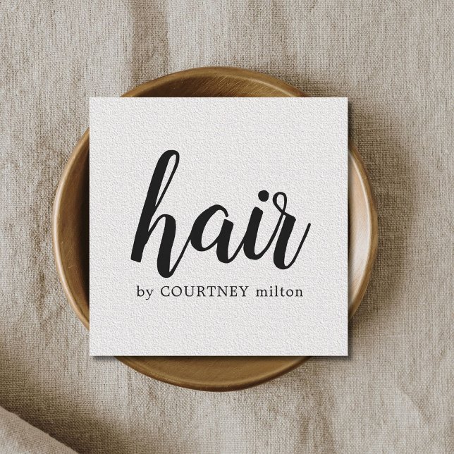Simple Elegant Texture White Hair Stylist Square Business Card (Creator Uploaded)