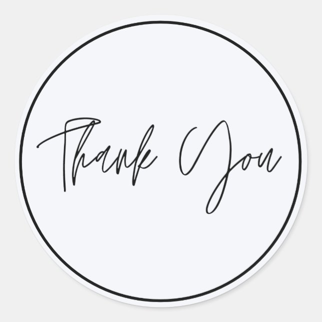 Simple Elegant Thank You Classic Round Sticker (Front)