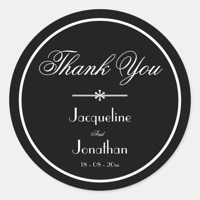 Simple Elegant Thank You Favour Script Names Chic  Classic Round Sticker (Front)
