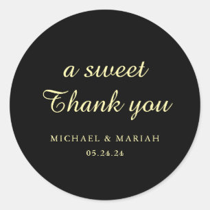 Simple Elegant Thank You Wedding Favor Classic Round Sticker