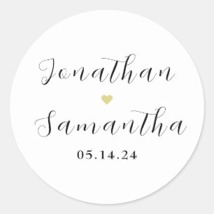 Simple Elegant Thank You Wedding Favour Classic Round Sticker