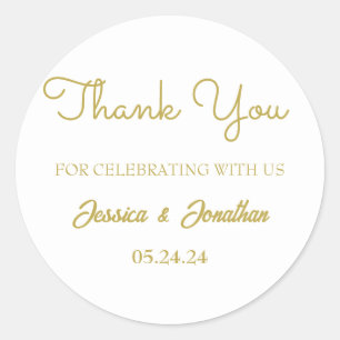 Simple Elegant Thank You Wedding Favour Classic Round Sticker