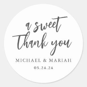 Simple Elegant Thank You Wedding Favour Classic Round Sticker