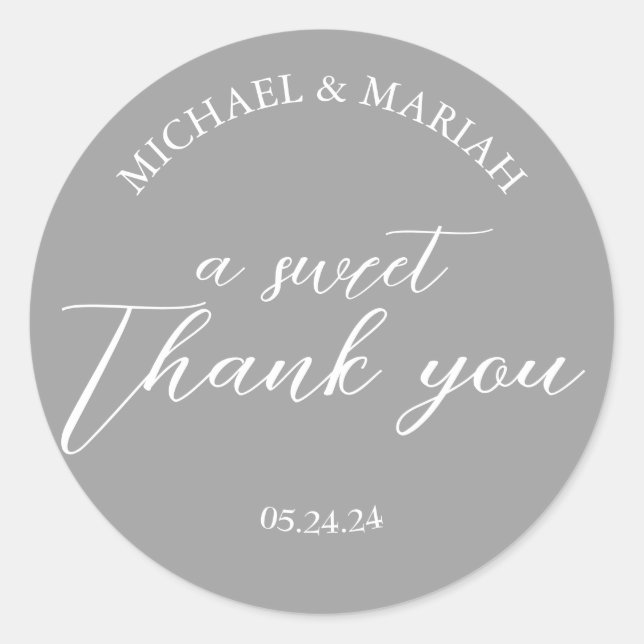 Simple Elegant Thank You Wedding Favour Classic Round Sticker (Front)