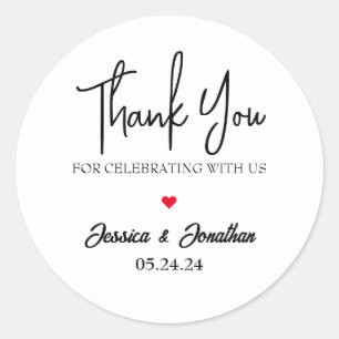 Simple Elegant Thank You Wedding Favour Classic Round Sticker