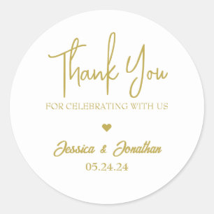 Simple Elegant Thank You Wedding Favour Classic Round Sticker