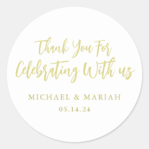 Simple Elegant Thank You Wedding Favour Classic Round Sticker