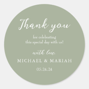Simple Elegant Thank You Wedding Favour Classic Round Sticker