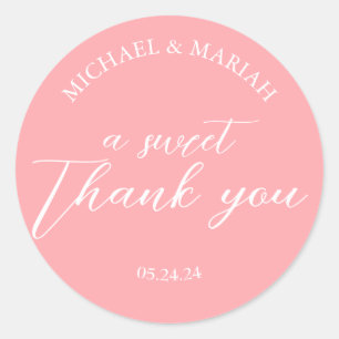 Simple Elegant Thank You Wedding Favour Classic Round Sticker