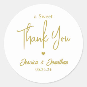 Simple Elegant Thank You Wedding Favour Classic Round Sticker