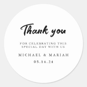 Simple Elegant Thank You Wedding Favour Classic Round Sticker