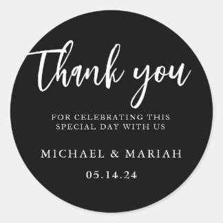 Simple Elegant Thank You Wedding Favour Classic Round Sticker