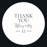 Simple Elegant Thank You Wedding Favour Sticker<br><div class="desc">This simple elegant thank you wedding favour sticker is perfect for your modern minimalist black and white wedding. The design features minimal contemporary font accompanied by formal calligraphy. Keep it as is,  or choose to personalise it with your own artwork or photos!</div>
