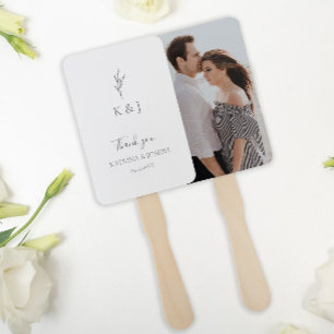 Simple Elegant Thank you Wedding Minimalist Photo Hand Fan
