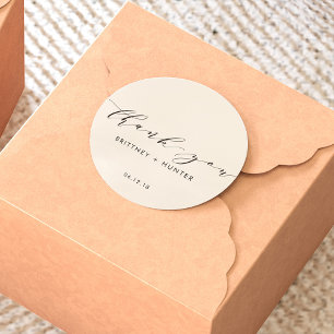 Simple Elegant Thank You Wedding Off White Classic Round Sticker