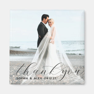 Simple Elegant Thank You Wedding Photo Magnet