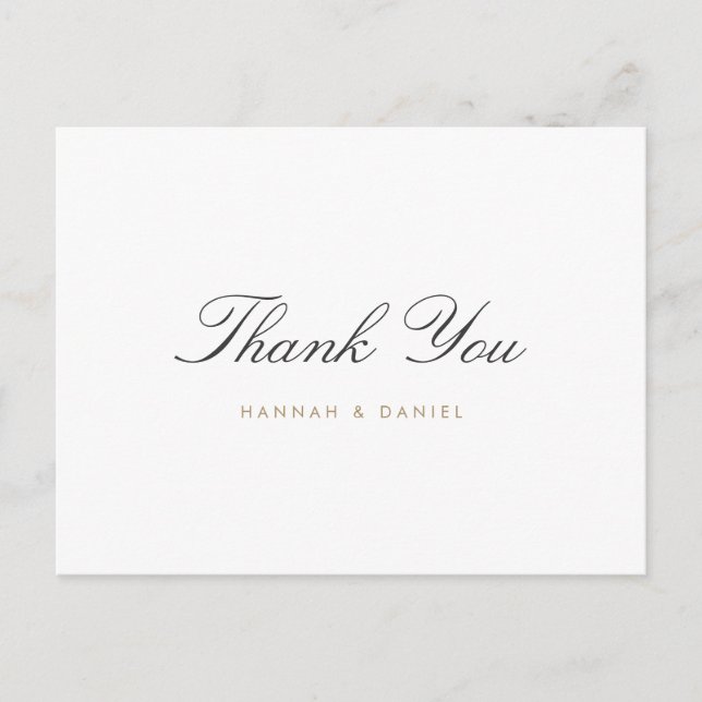 Simple Elegant Thank You Wedding Postcard (Front)