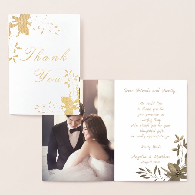 Simple Elegant Thank You Wedding Real Foil Card (Display)