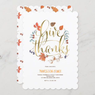 Simple, Elegant, Thanks giving, Give thanks Invitation
