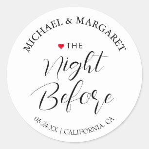 Simple Elegant The Night Before Rehearsal Dinner C Classic Round Sticker