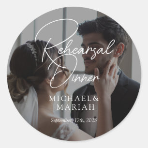 Simple Elegant The Night Before Rehearsal Dinner Classic Round Sticker