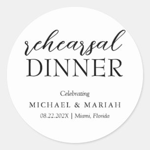 Simple Elegant The Night Before Rehearsal Dinner  Classic Round Sticker