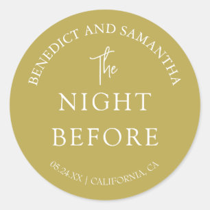 Simple Elegant The Night Before Rehearsal Dinner Classic Round Sticker