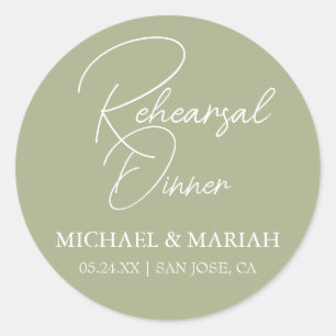 Simple Elegant The Night Before Rehearsal Dinner Classic Round Sticker