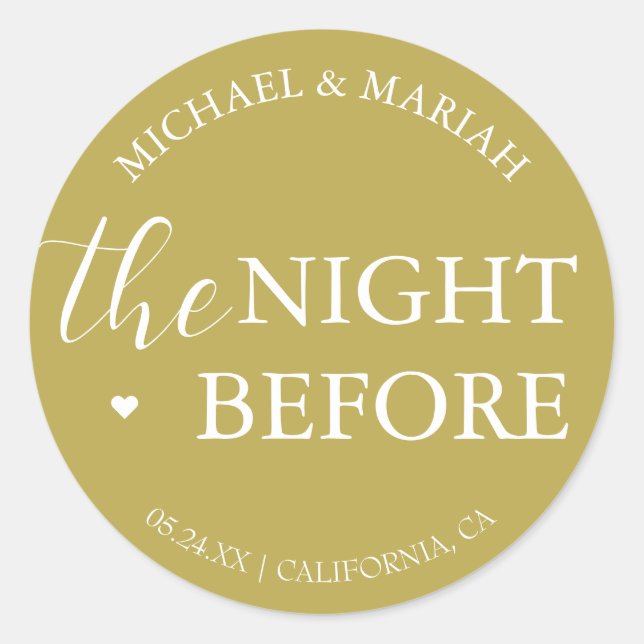 Simple Elegant The Night Before Rehearsal Dinner Classic Round Sticker (Front)