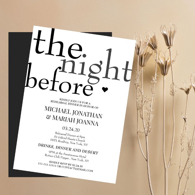 Simple Elegant The Night Before Rehearsal Dinner Invitation (Creator Uploaded)