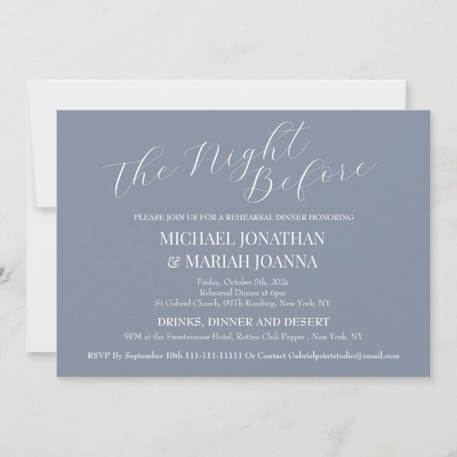 Simple Elegant The Night Before Rehearsal Dinner Invitation (Front)
