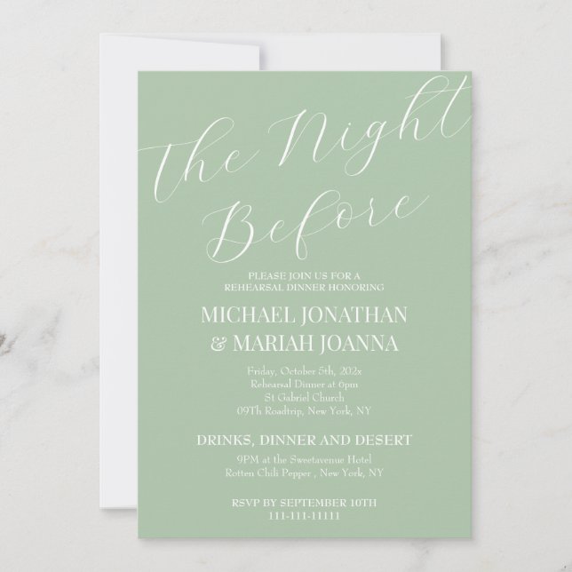Simple Elegant The Night Before Rehearsal Dinner  Invitation (Front)