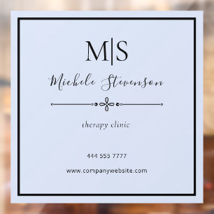 Simple Elegant Therapy Clinic Name Initial Blue Window Cling