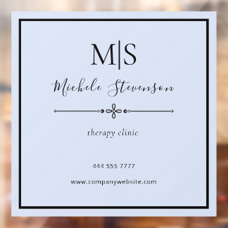 Simple Elegant Therapy Clinic Name Initial Blue Window Cling