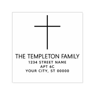 Simple Elegant Thin Cross Name Return Address Self-inking Stamp