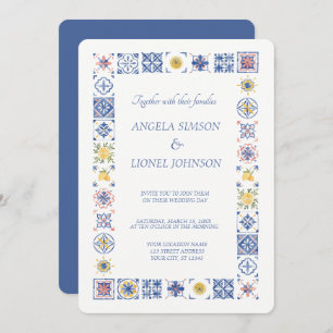 Simple Elegant Tiles Amalfi Coast Italy Wedding Invitation