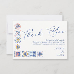 Simple Elegant Tiles Amalfi Coast Italy Wedding Thank You Card