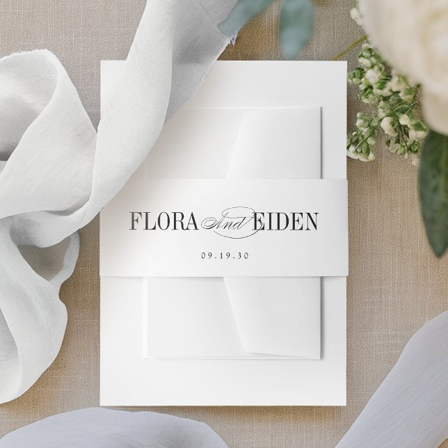 Simple Elegant Timeless Typography Wedding Invitation Belly Band (Simple Elegant Timeless Typography Wedding Invitation Belly Band)